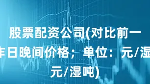 股票配资公司(对比前一工作日晚间价格；单位：元/湿吨)